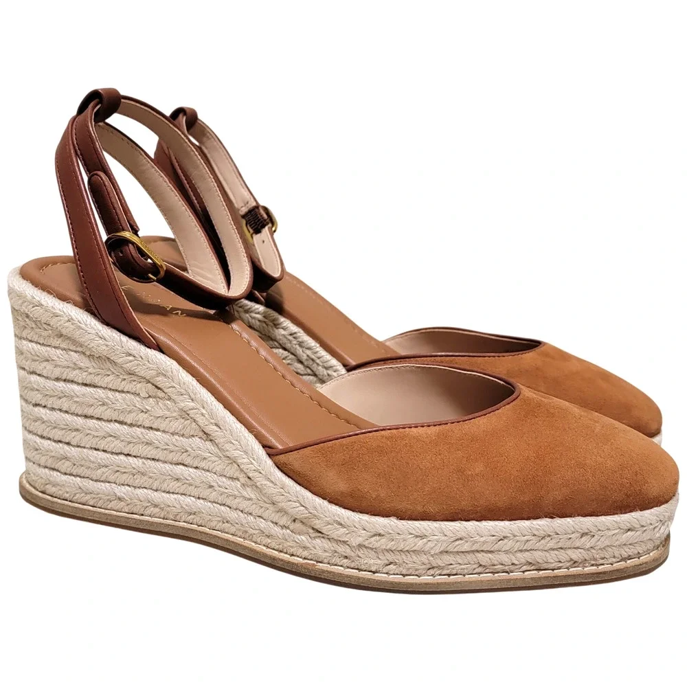 Cole Haan Women Cloudfeel Kyra Espadrille Wedge Heels Size US 9.5B British Tan